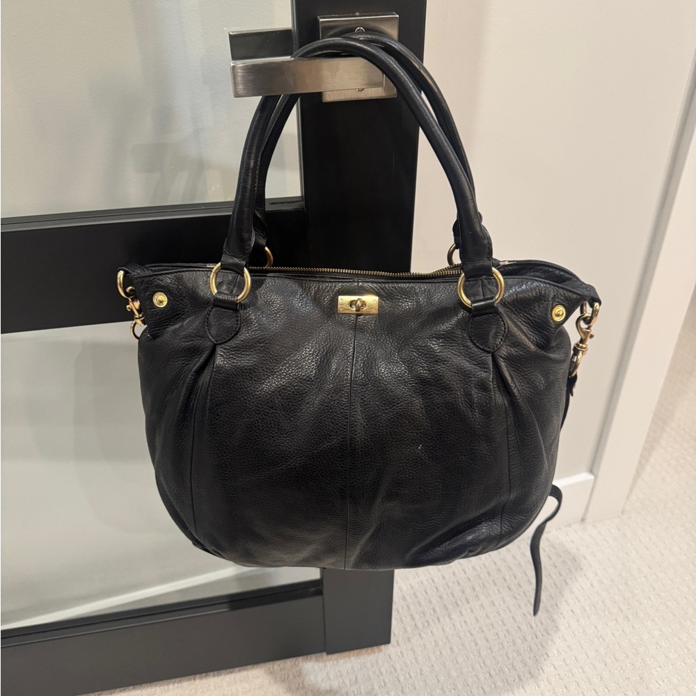 J Crew Black Leather Tote Bag